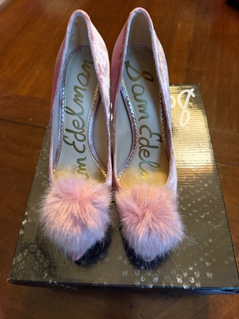 Sam Edelman Pink Suede Pumps with Pom-Poms